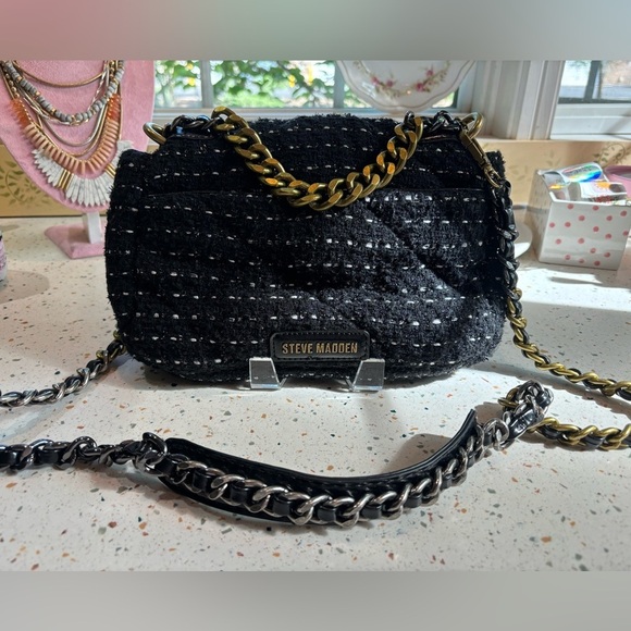 Steve Madden BTerra-T Quilted Fabric Chain Handbag with Padlock Closure - Picture 8 of 16